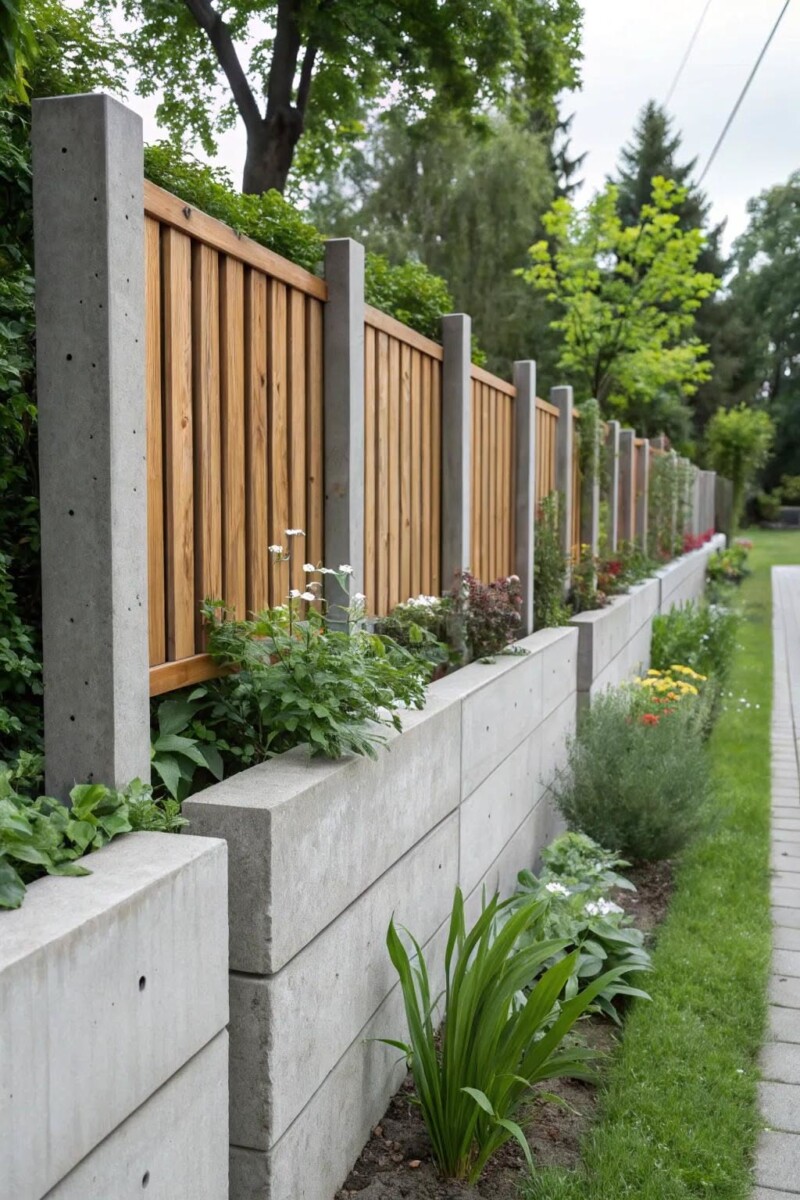 Clôture jardin béton moderne